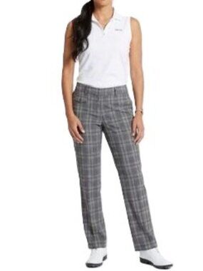 IZOD Swingflex XFG Golf Pants Size 10 Black Grey Plaid Stretch EUC